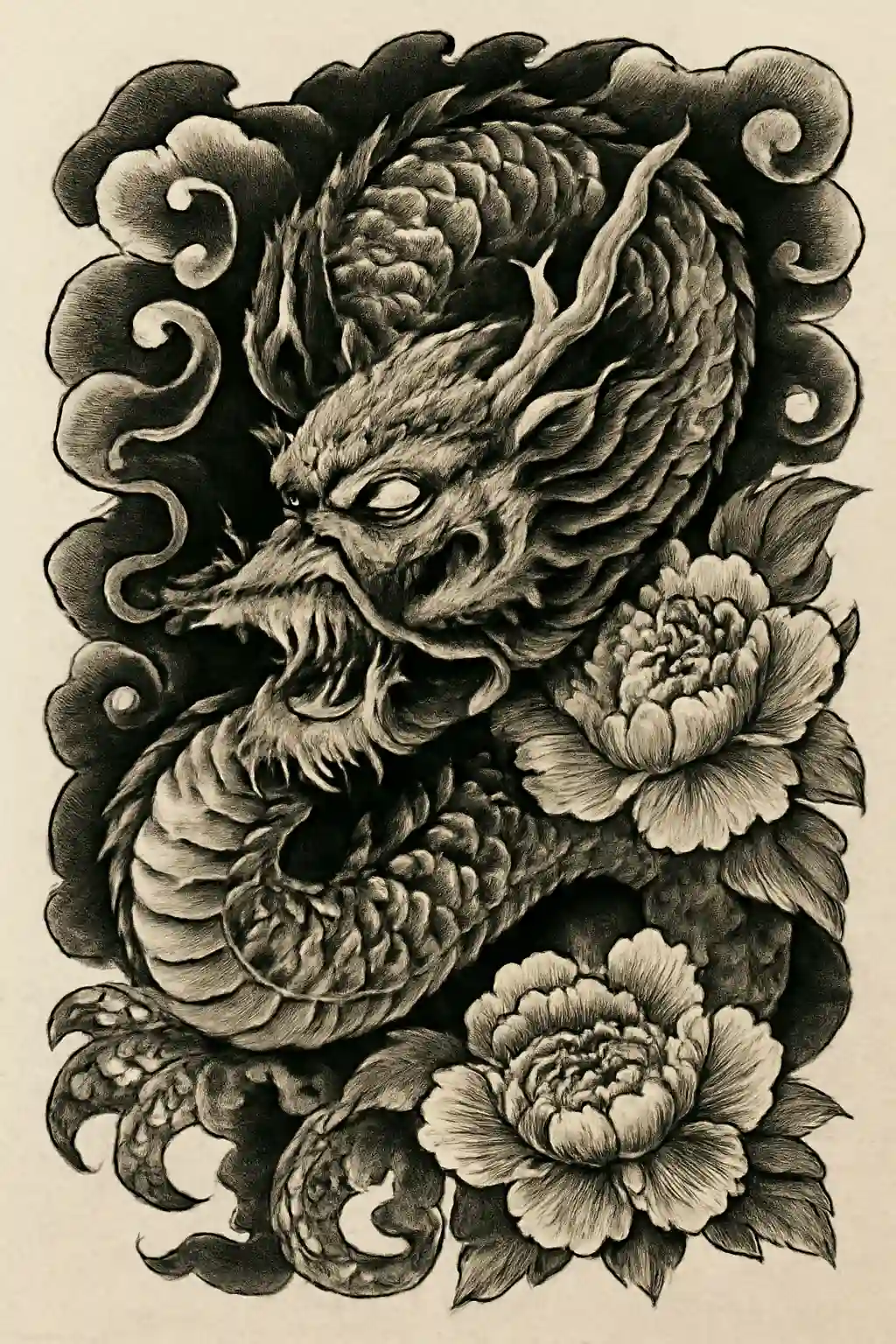 Custom Japanese tattoo sketching process at Nordic Tattoo Köln